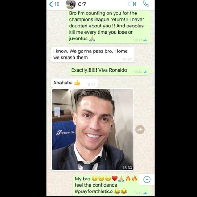Ronaldonun oyundan əvvəlki "WhatsApp" mesajı üzə çıxdı - FOTO