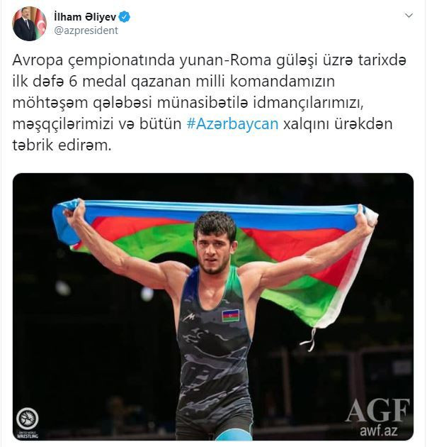 İlham Əliyev millimizi "Twitter"də təbrik etdi - FOTO
