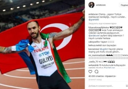 Arda Turan: "Yaşasın Azərbaycan-Türkiyə qardaşlığı" - FOTO