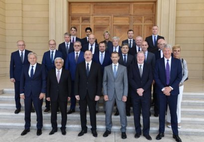 UEFA və PSJ  başqanı Azərbaycan prezidentinin qəbulunda - FOTO