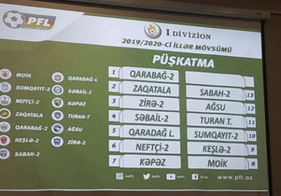 I divizionda 2019/20 mövsümünün püşkü atıldı