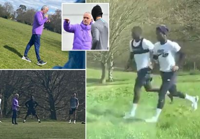 Mourinyu parkda məşq keçdi, karantin qaydaları pozuldu - FOTOLAR