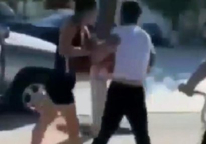 Bakıda idmançı qız oğlanı vəhşicəsinə döydü - ANBAAN VİDEO
