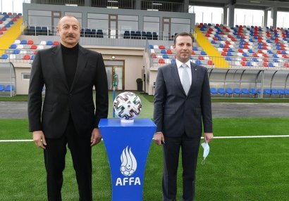 UEFA İlham Əliyevin Şamaxı şəhər stadionunun açılışında iştirakından yazdı