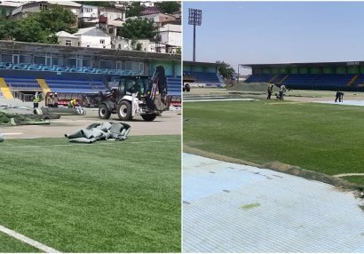 АФФА меняет газон стадиона «АСКО Арена» - ФОТО