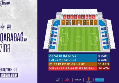 “Qarabağ” - “Zirə” matçının biletləri satışa çıxarılır