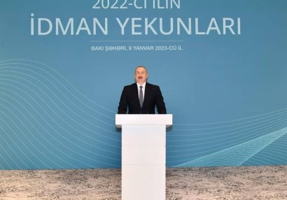 Prezident ötən ilin idman yekunlarına həsr olunan mərasimdə iştirak edib