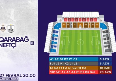 “Qarabağ” – “Neftçi” matçının biletləri sabah satışa çıxarılacaq