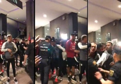 Millinin futbolçuları İspaniya polisi ilə əlbəyaxa oldular - VİDEO