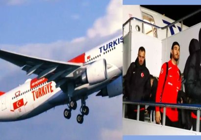 Türkiyə millisini aparan təyyarə təcili eniş etdi - Montella xəstəxanaya yerləşdirildi 