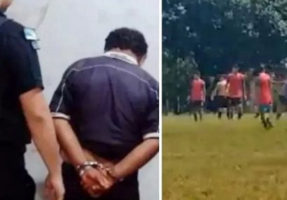 Hakim futbolçunu meydanda bıçaqladı 