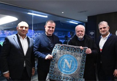 Ceyhun Bayramov "Napoli" - "Qarabağ" oyununu stadiondan izləyib - FOTOLAR