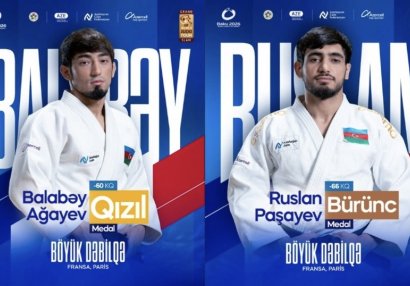 Azərbaycan cüdoçuları ilk günü bir qızıl, bir bürünc medalla başa vurdular