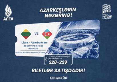 Millimizin Litva ilə oyununa bilet satışı başladı