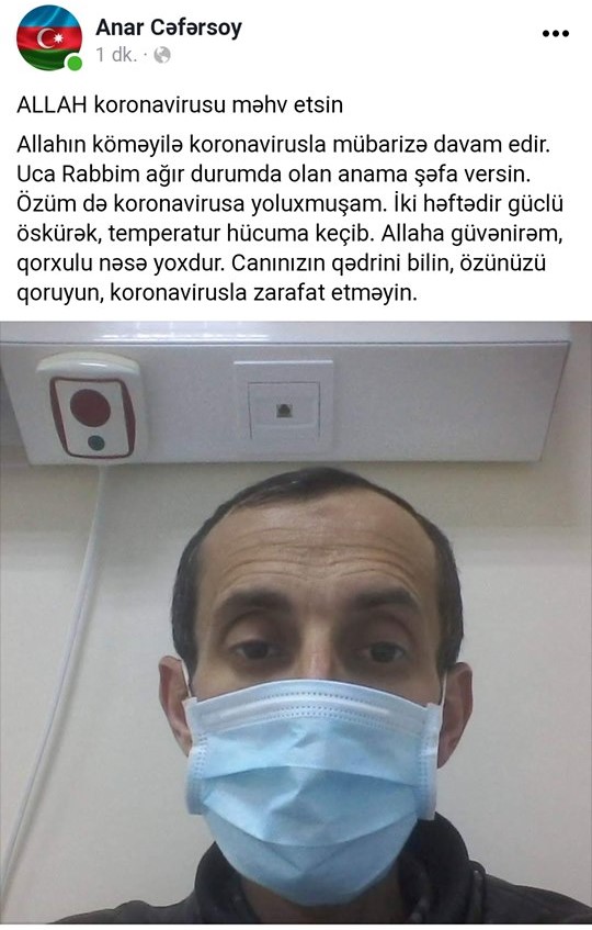 Azərbaycanda idman jurnalisti koronavirusa yoluxdu