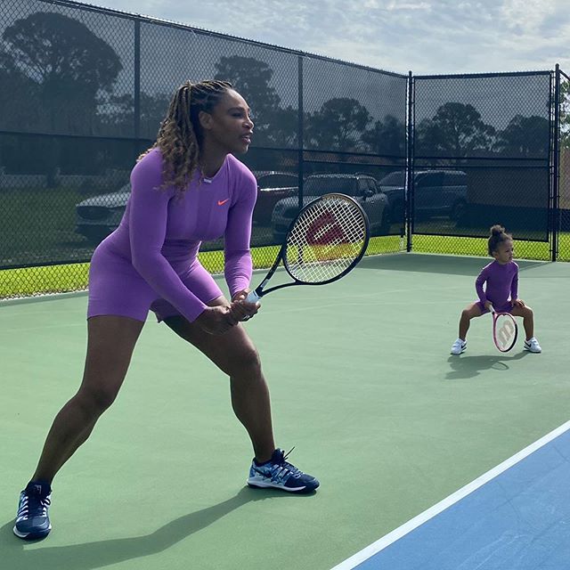 Serena Uilyams 2 yaşlı qızı ilə birlikdə məşq etdi - FOTOLAR