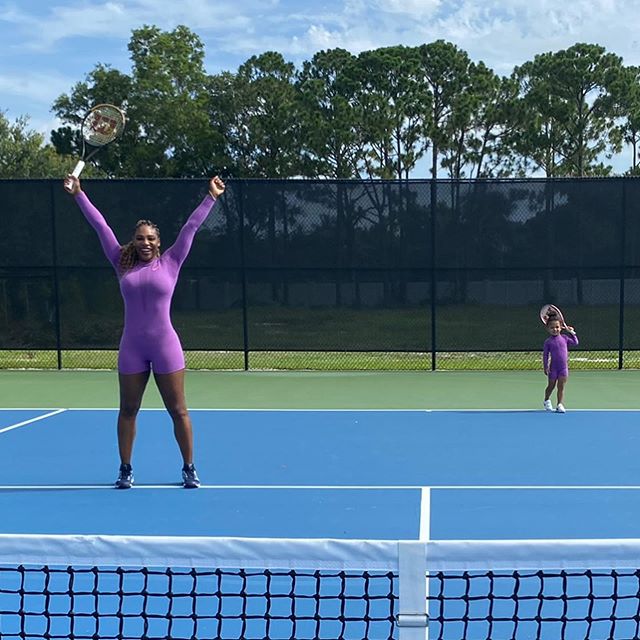 Serena Uilyams 2 yaşlı qızı ilə birlikdə məşq etdi - FOTOLAR