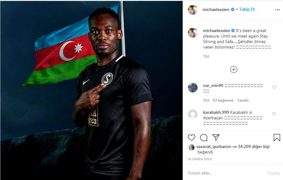 Essyen Azərbaycanla vidalaşdı: "Şəhidlər ölməz, vətən bölünməz!" - FOTO