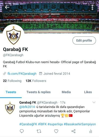 "Qarabağ" "Başakşəhər"i təbrik etdi - FOTO