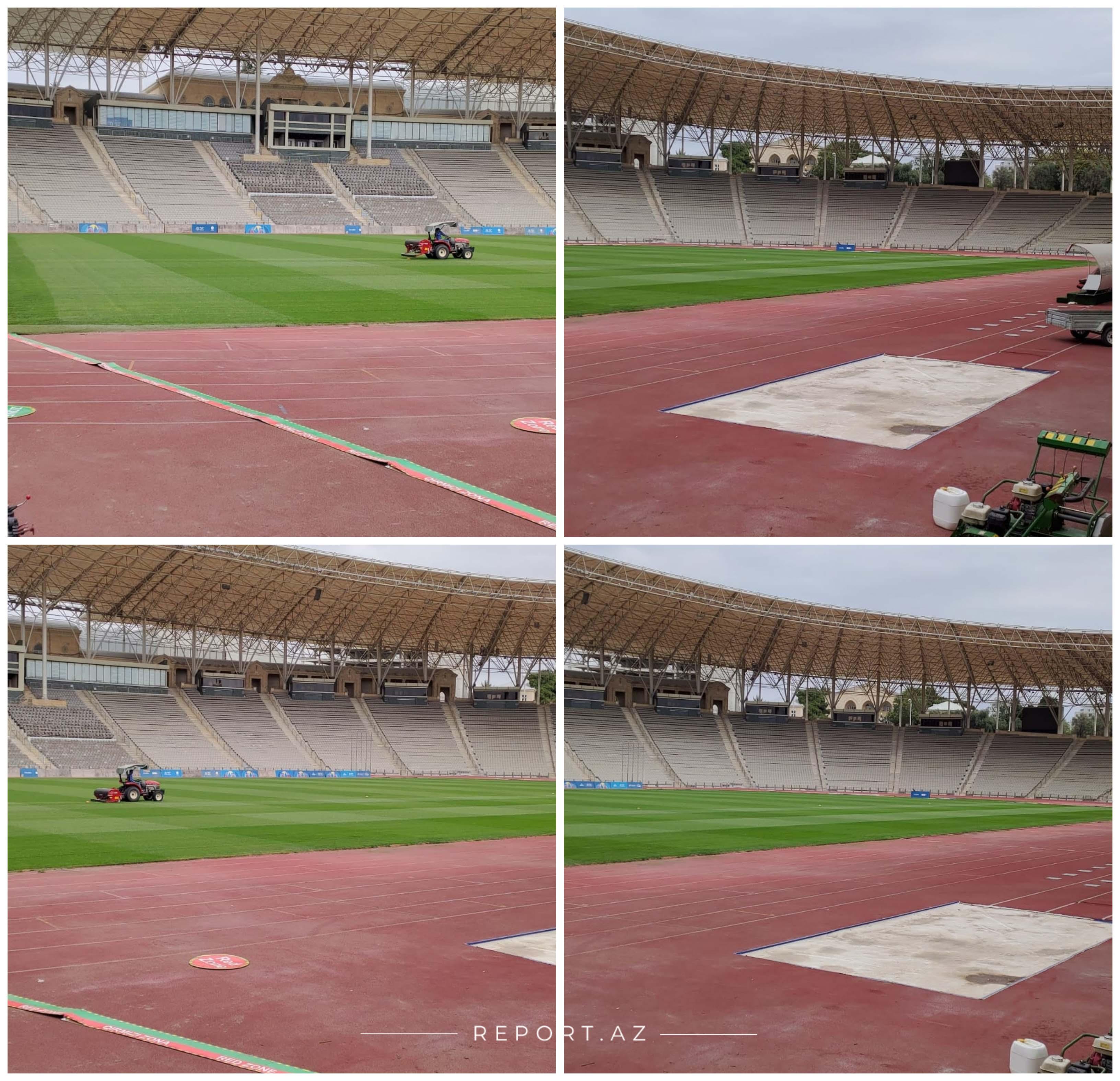 "Tofiq Bəhramov" stadionu oyunlara hazırdı - FOTO