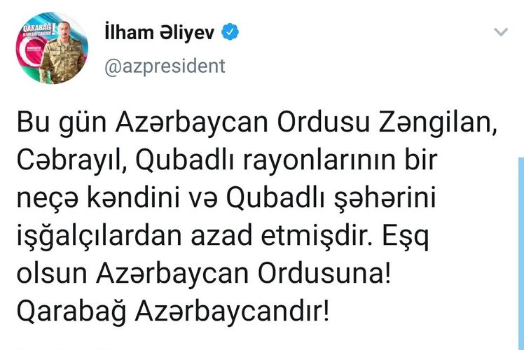 Qubadlı şəhəri işğalçılardan azad olundu