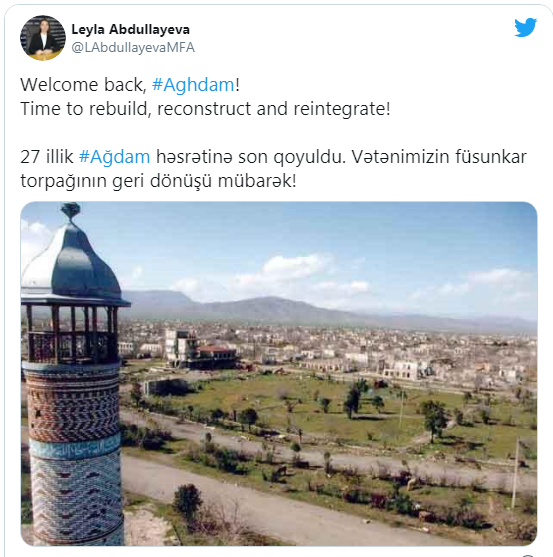“Ağdamın geri dönüşü mübarək” - XİN rəsmisi