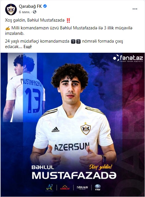 "Qarabağ" yeni transferini rəsmən açıqladı